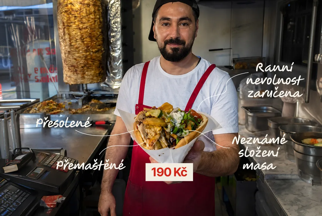 Běžný kebab ze stánku za 190 Kč