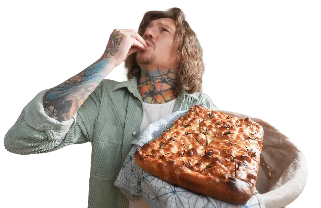 Přemek Forejt s domácí focacciou